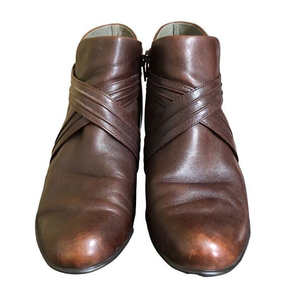 Born Signature Boot Womens 10 Brown Biddy Heeled Ankle Strap Almond Toe Comfort - Picture 1 of 10